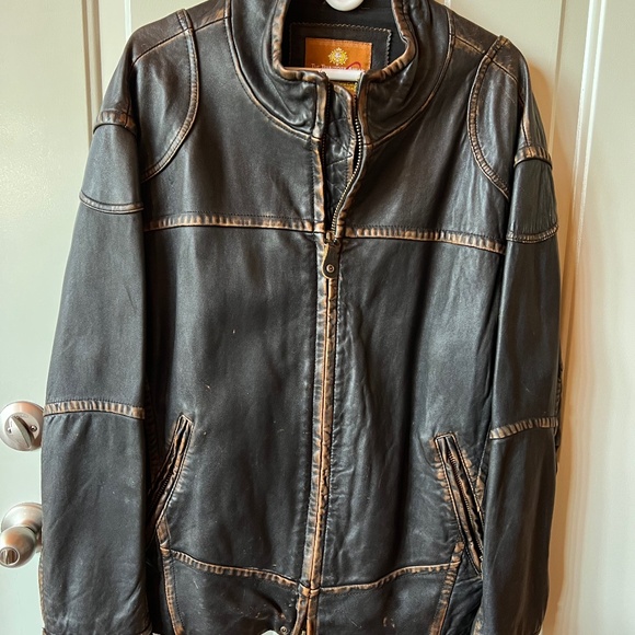 Mens Territory Ahead Leather Motorcycle Jacket XXL